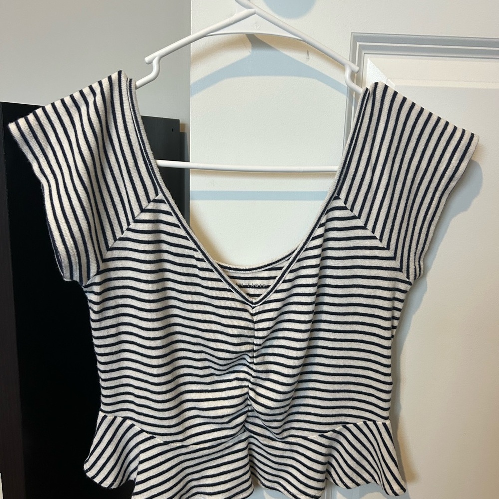 American Eagle Outfitters Black and White Striped Crop Top
